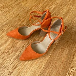 Orange Suede Block Heels